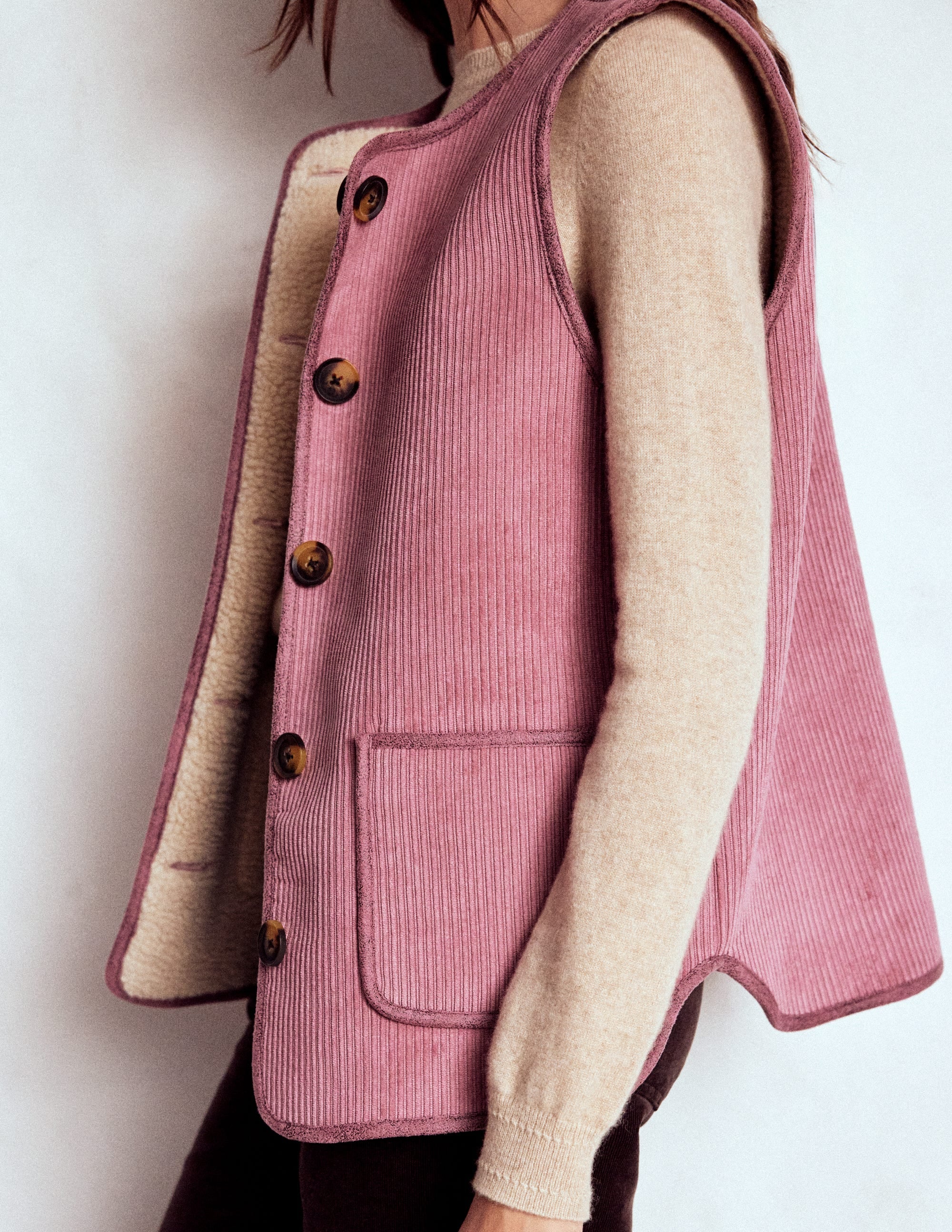 Clerkenwell Reversible Gilet-Light Pink, Natural | Boden USA