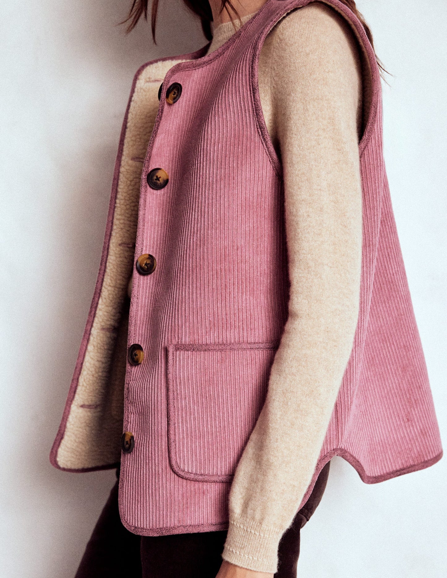 Clerkenwell Reversible Gilet-Light Pink, Natural