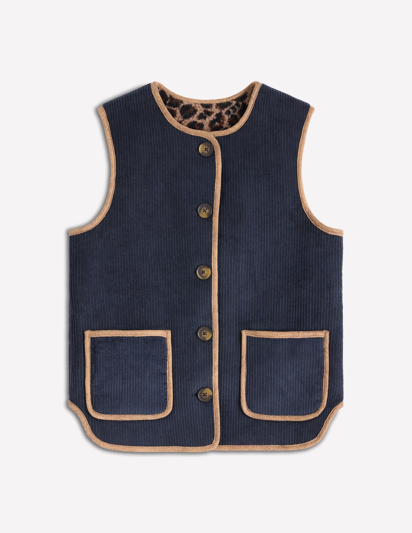 Clerkenwell Reversible Gilet-Navy, Leopard