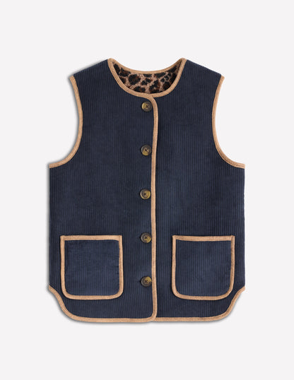 Clerkenwell Reversible Gilet-Navy, Leopard-8