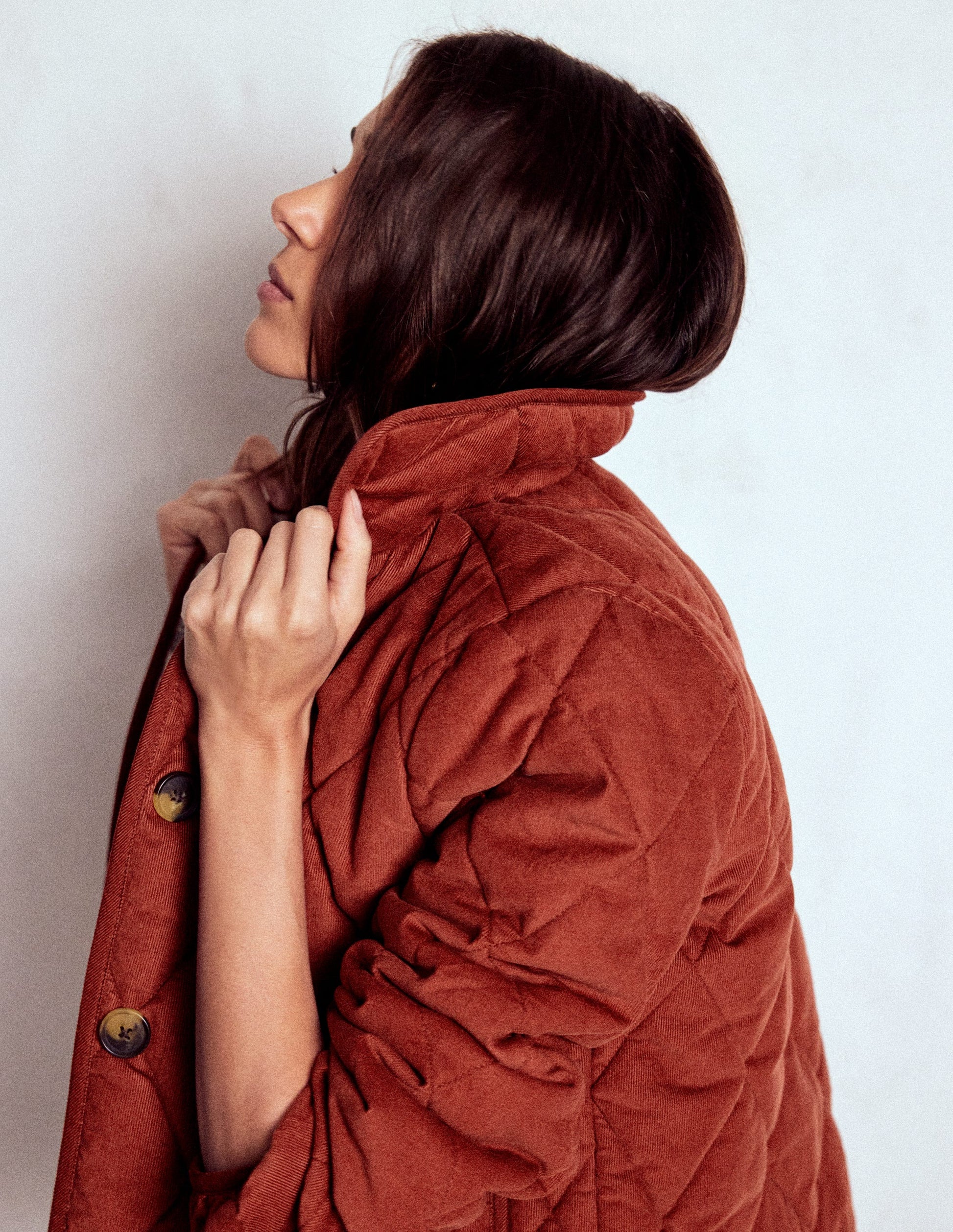 Fitzrovia Quilted Cord Jacket-Fire Brick Red-2