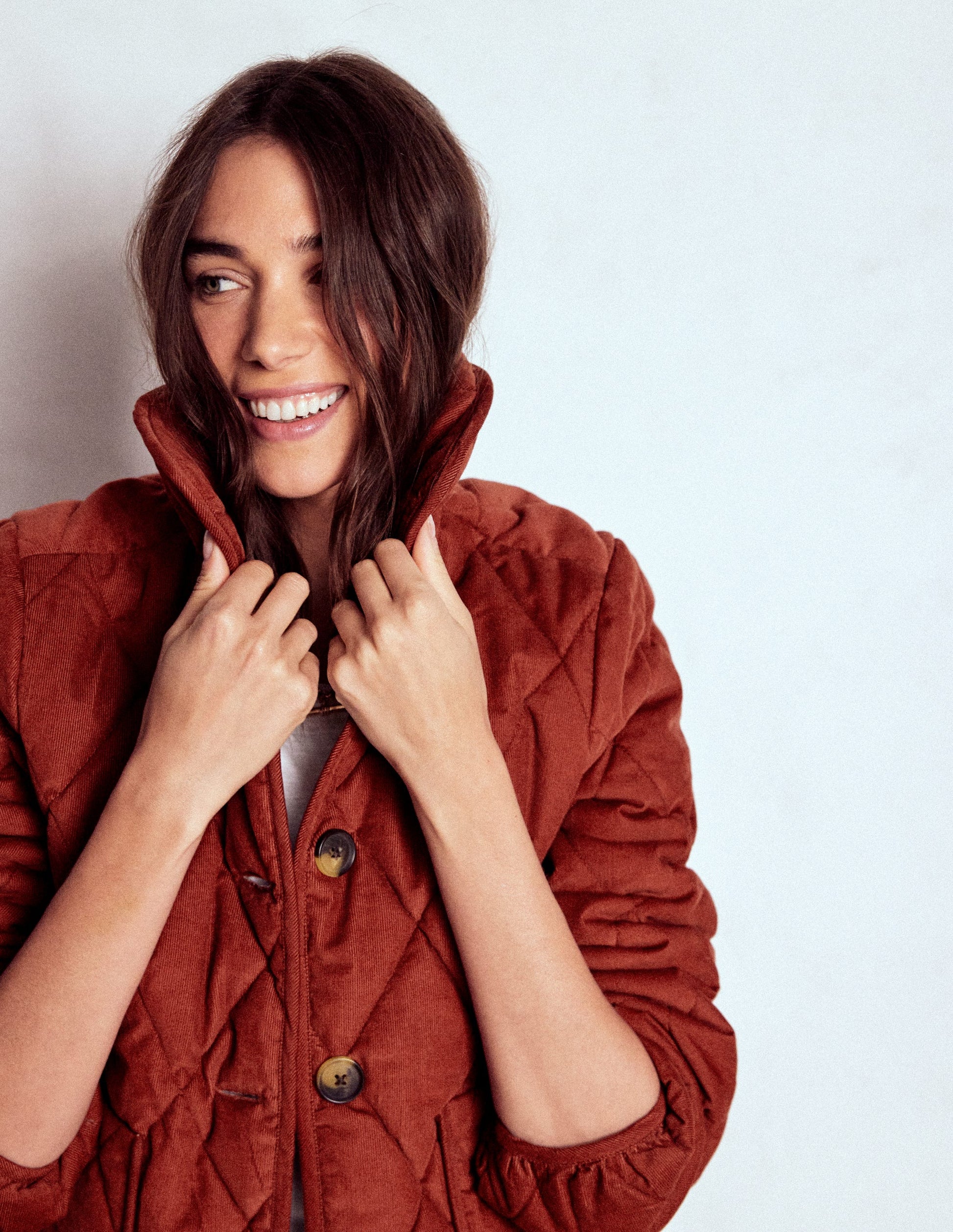 Fitzrovia Quilted Cord Jacket-Fire Brick Red-5