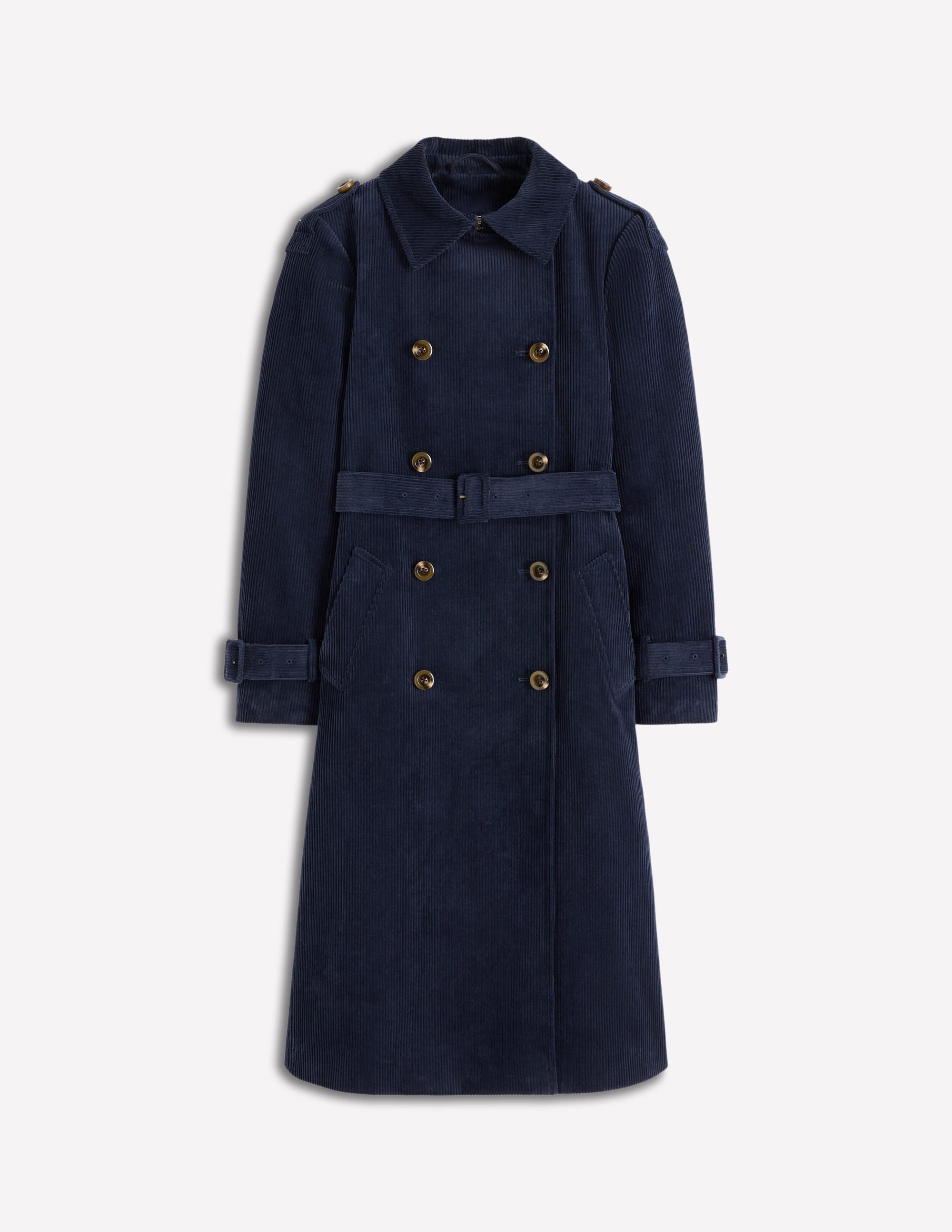 Cheltenham Cord Trench Coat-Navy | Boden USA