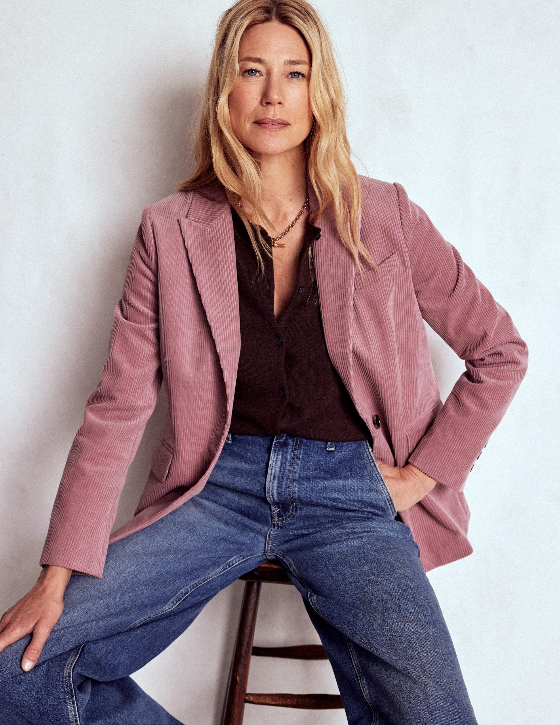 Woodbridge Cord Blazer-Blushing Rose-1