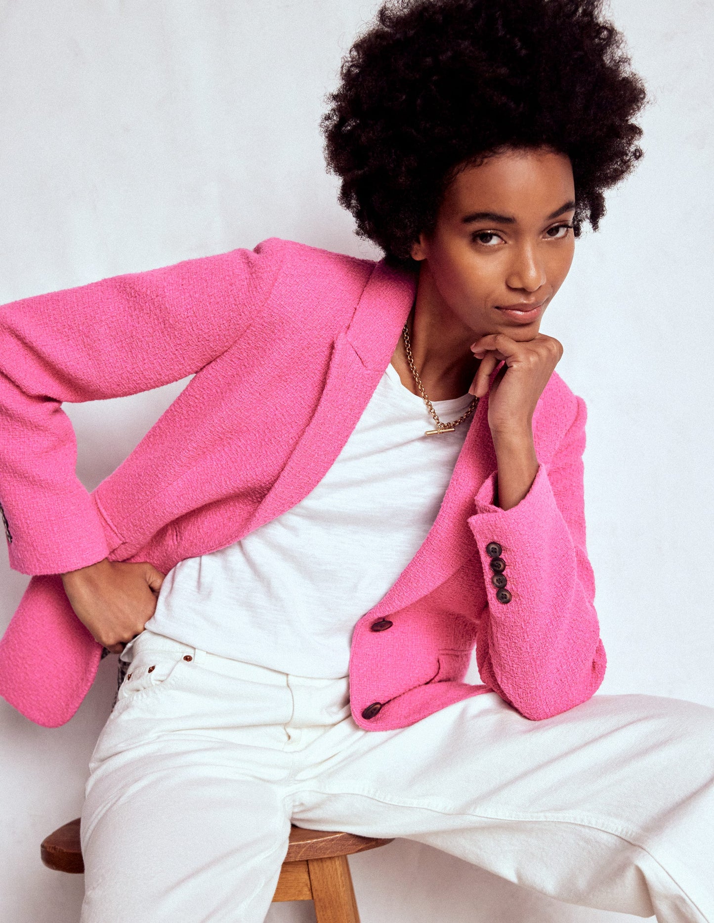 Stamford Texture Blazer-Pink Peony