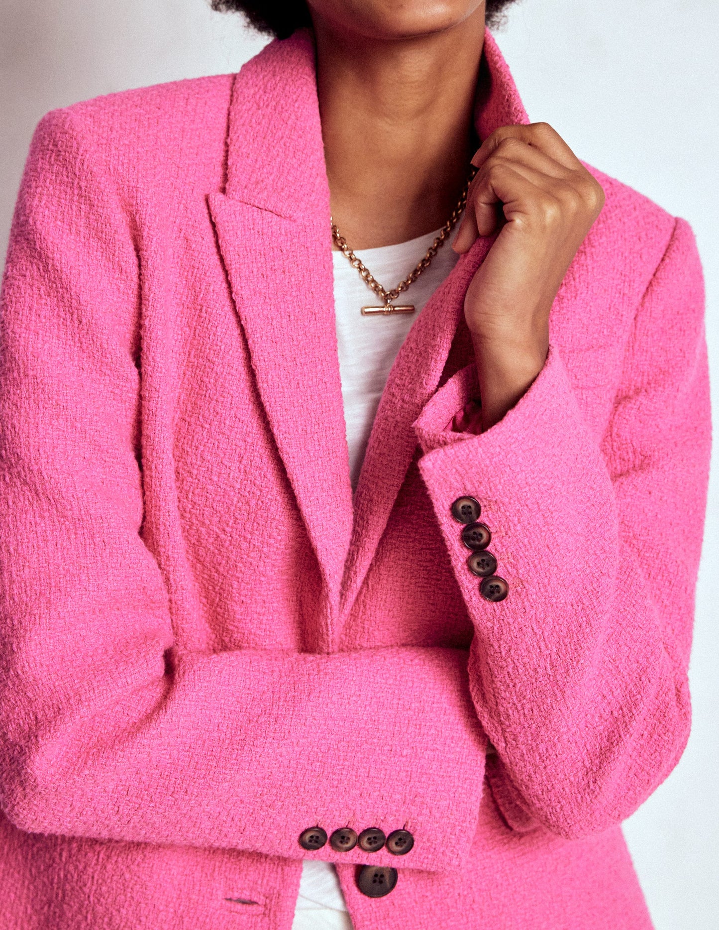 Stamford Texture Blazer-Pink Peony