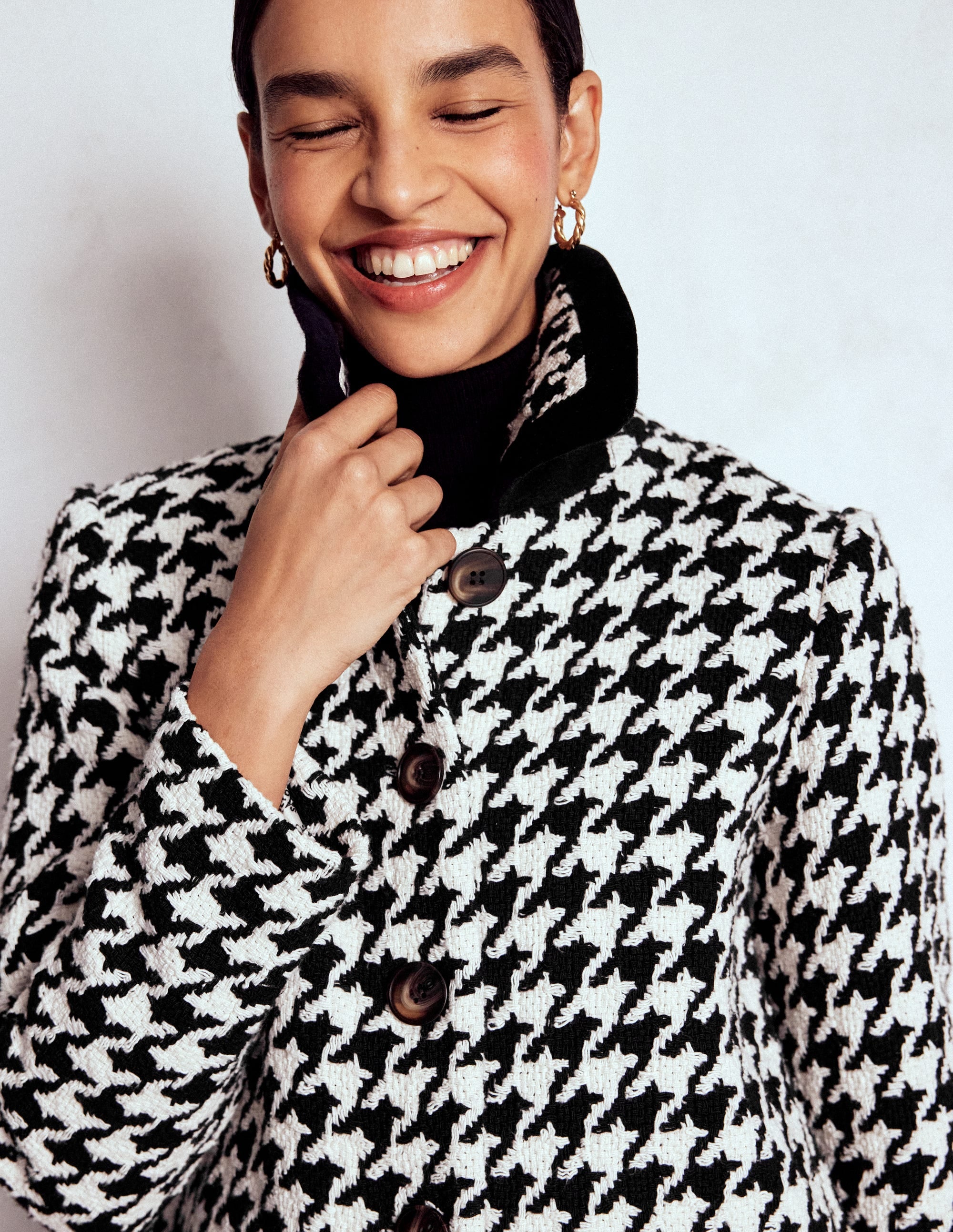 Edinburgh Swing Coat-Black Dogstooth - Image 1