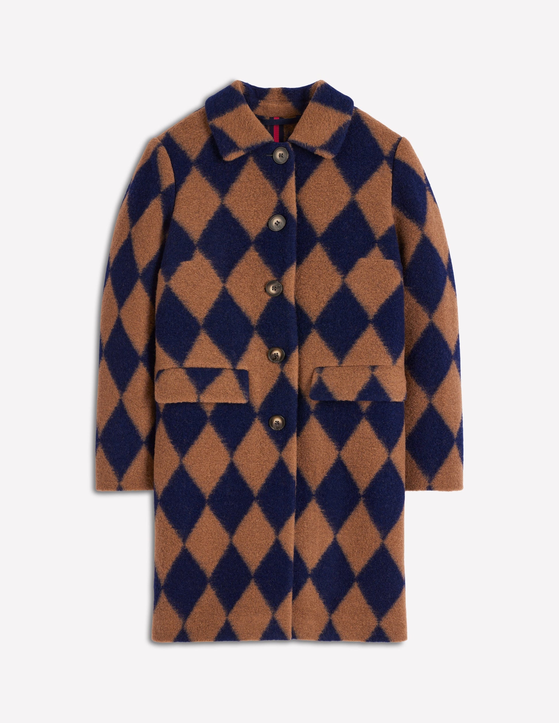 Edinburgh Swing Coat-Camel and Navy Argyle-8