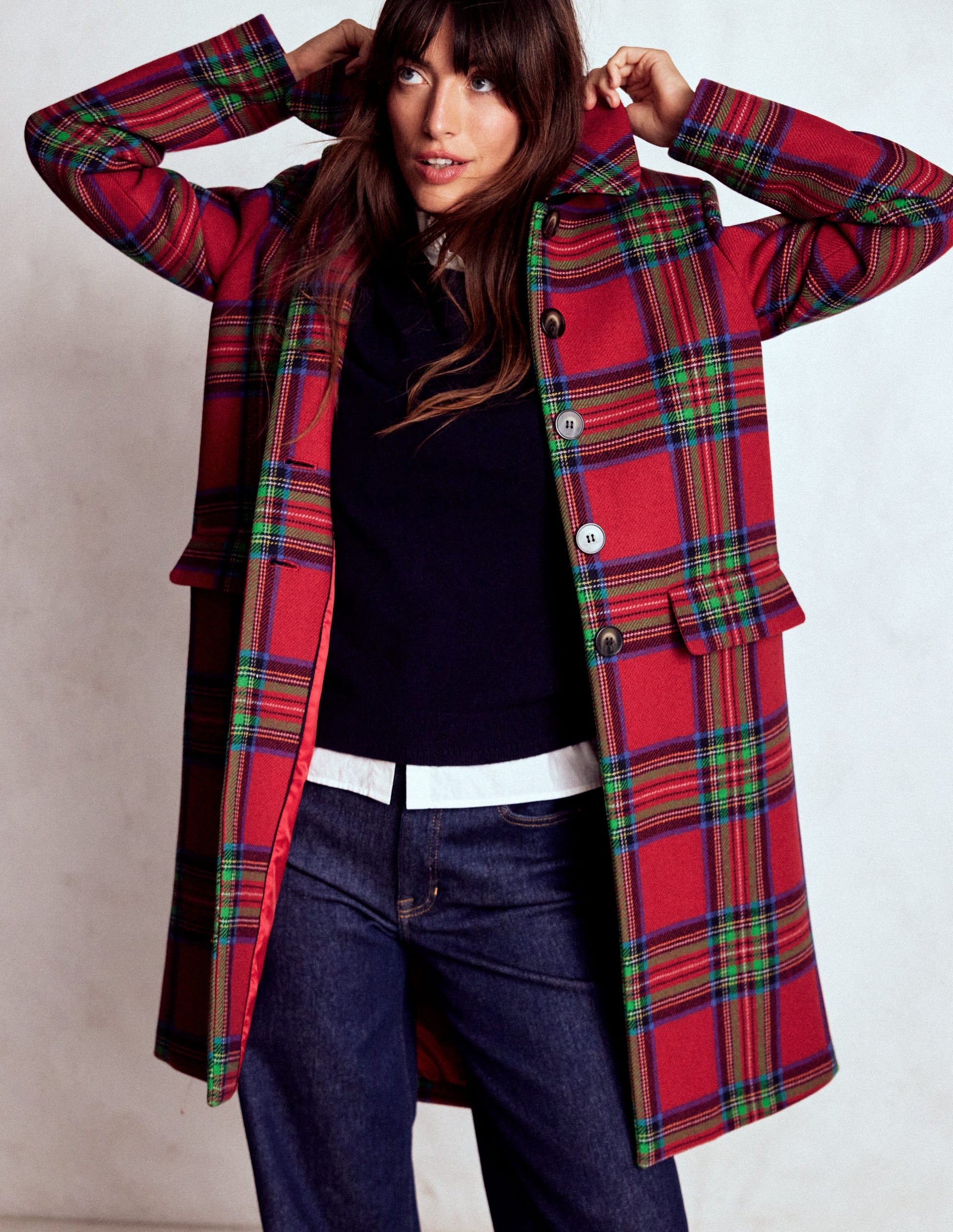 Edinburgh Swing Coat-Red, Blue and Green Check-1