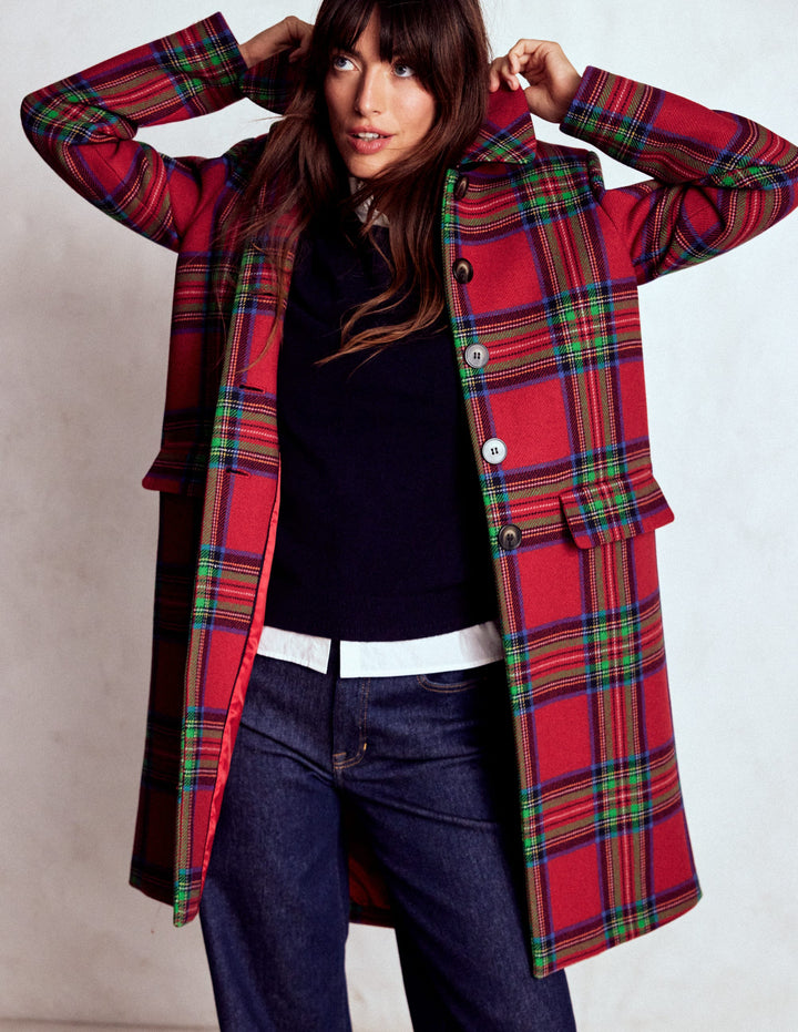 Edinburgh Swing Coat-Red, Blue and Green Check