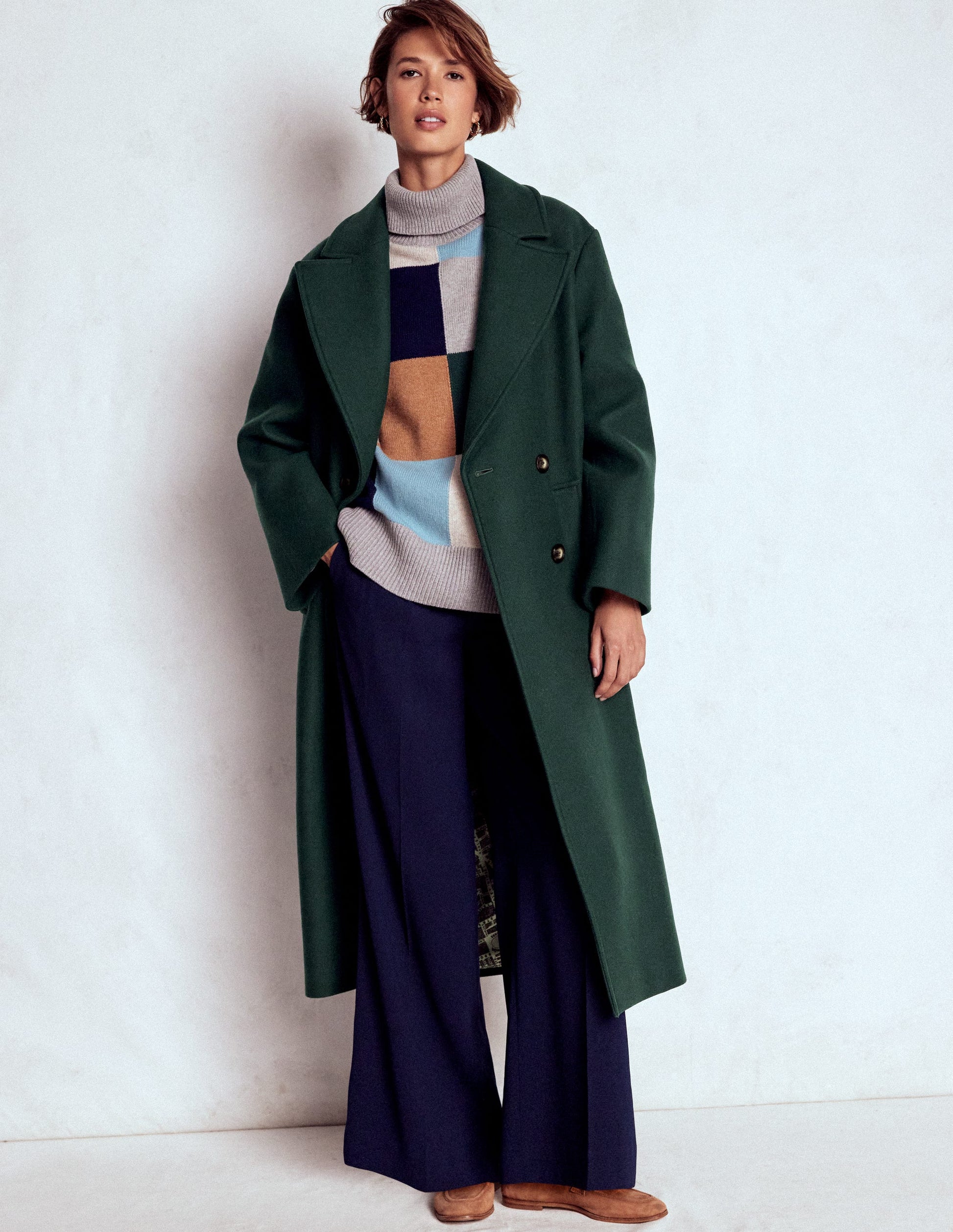 Boden Women's Cocoon Wool Coat in Green | Size 10 Boden Women's Cocoon Wool Coat in Green | Size 10