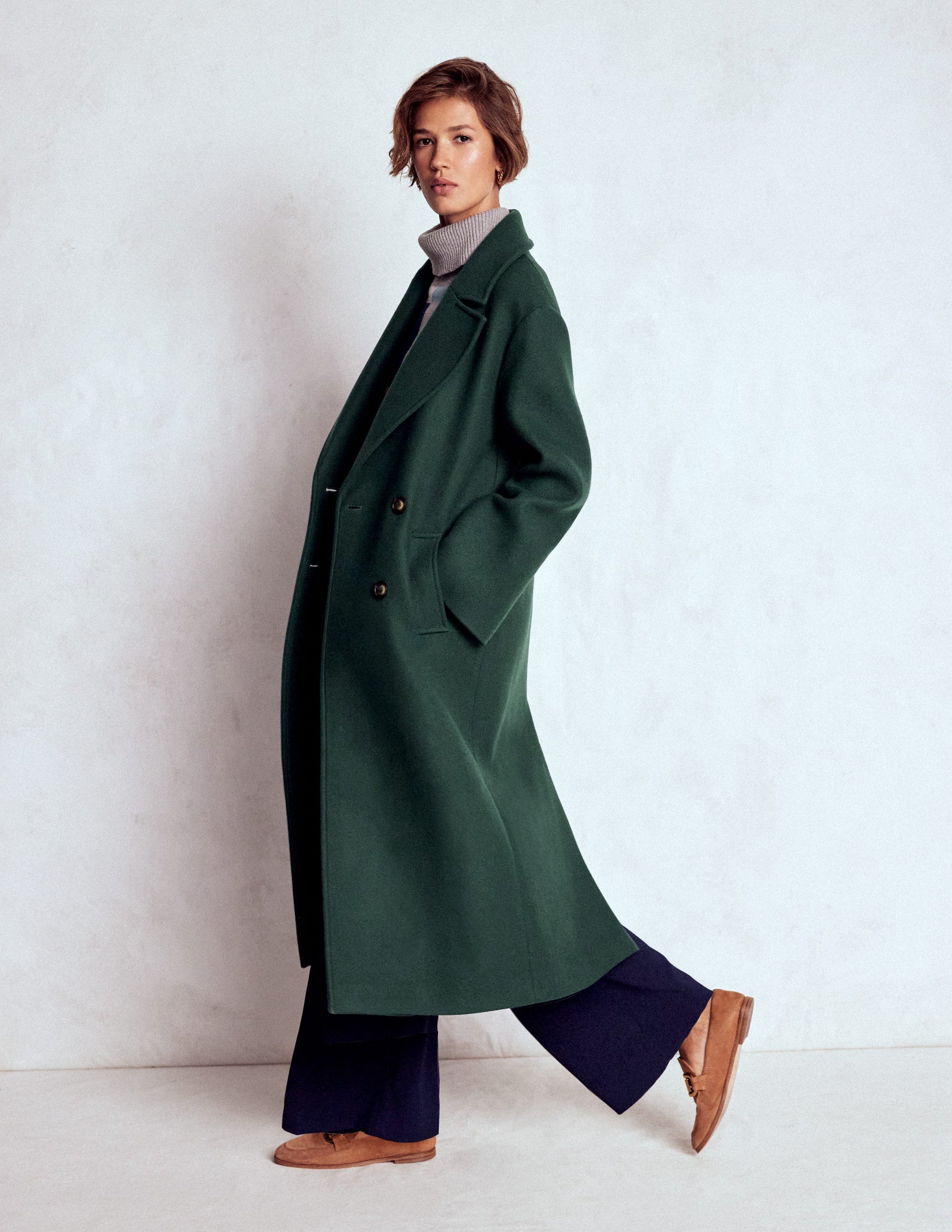 Boden Women's Cocoon Wool Coat in Green | Size 10 Boden Women's Cocoon Wool Coat in Green | Size 10
