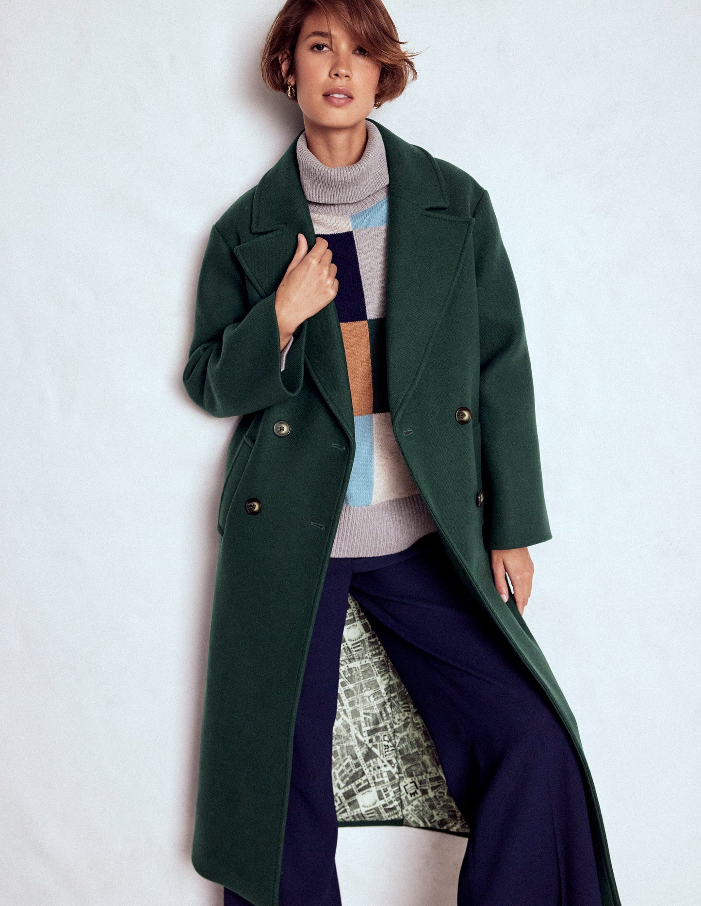 Cocoon Wool Coat-Emerald Night