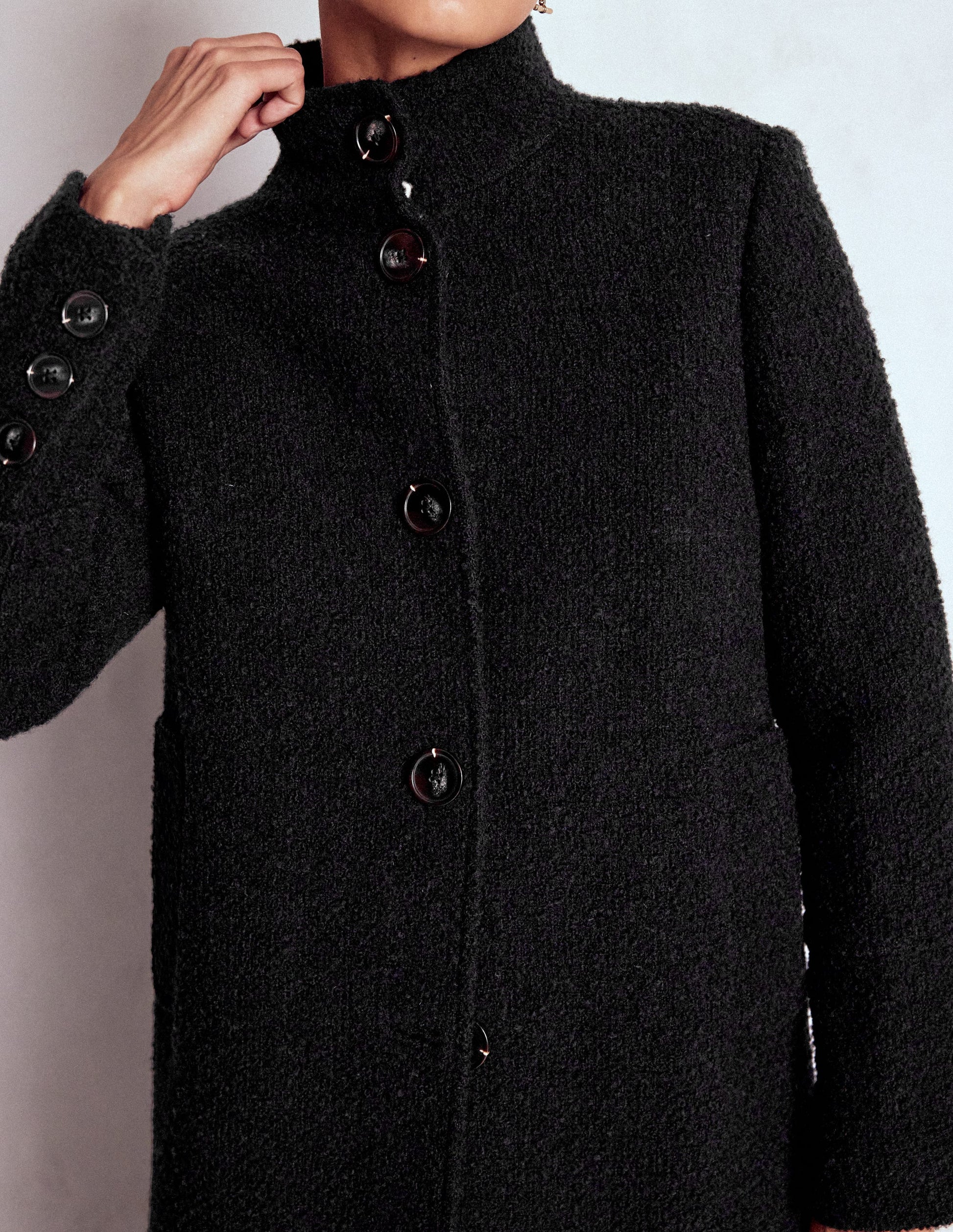 Funnel Neck Coat-Black-2
