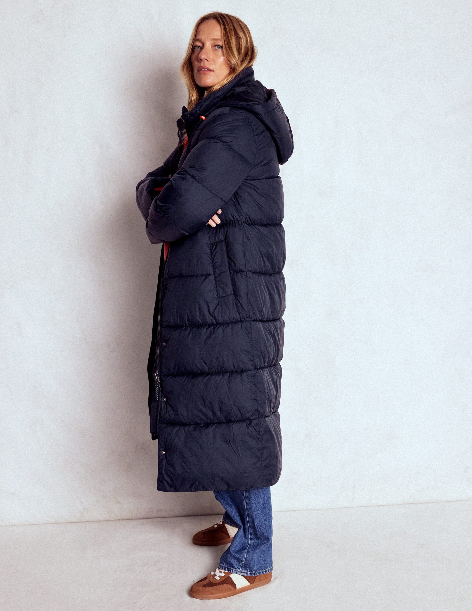 Longline Padded Coat-Navy-5