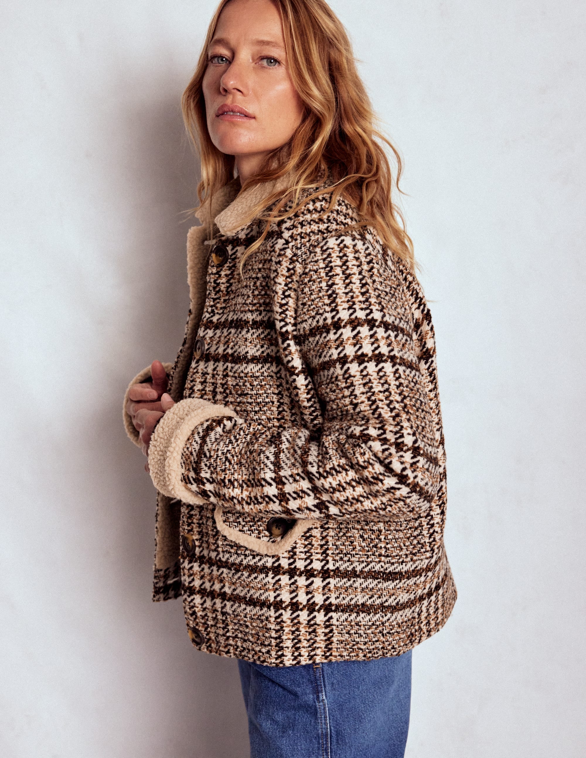 Stirling Check Coat-Ivory, Brown & Black Check - Image 1