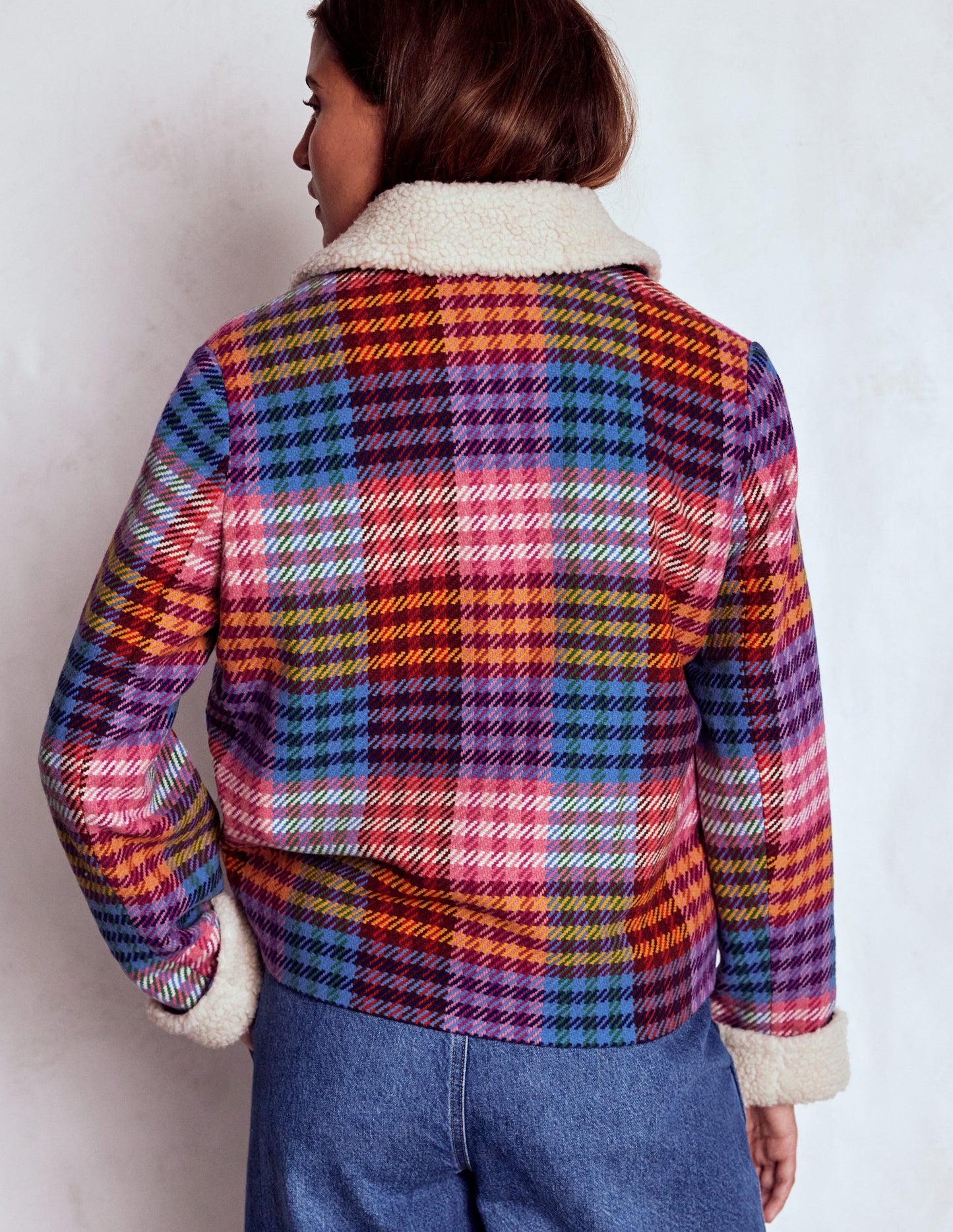 Stirling Check Coat-Rainbow Blanket Multigingham