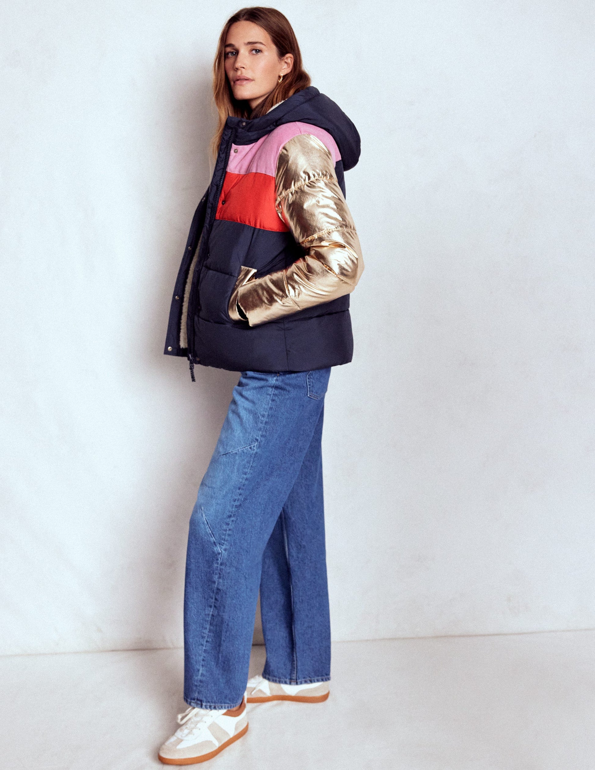 Padded Puffer Coat-Navy, Colourblock-4