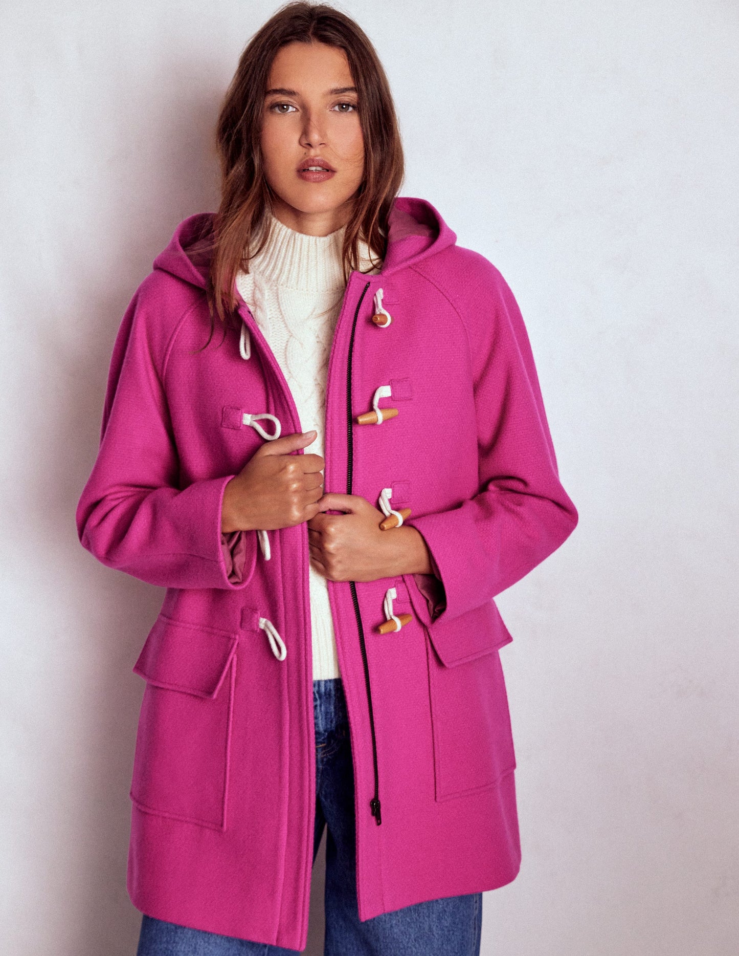 Swing Duffle Coat-Pink Peony