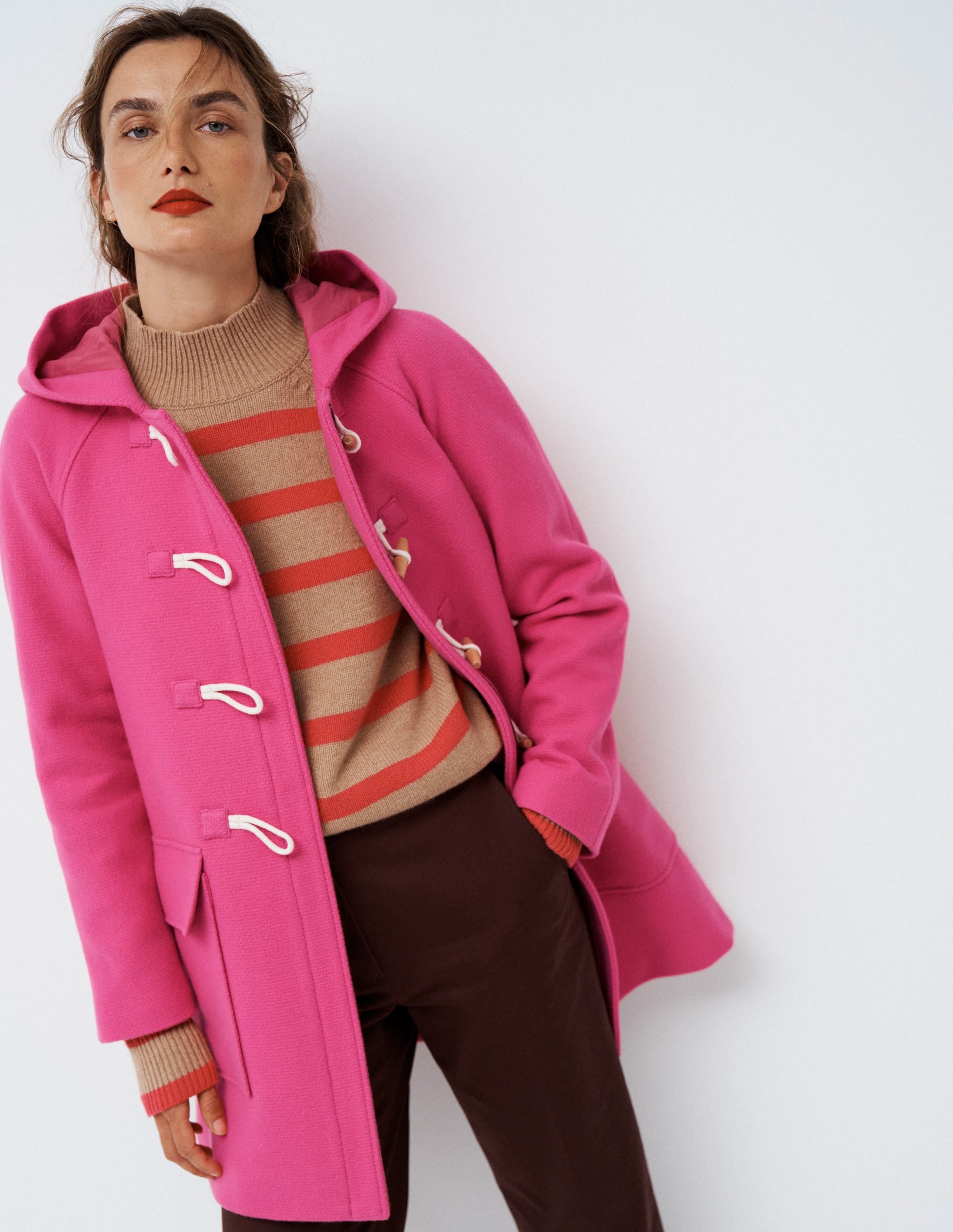 Swing Duffle Coat-Pink Peony | Boden USA