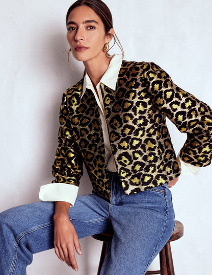 Jacquard Leopard Jacket-Leopard, Lurex Jacquard-1