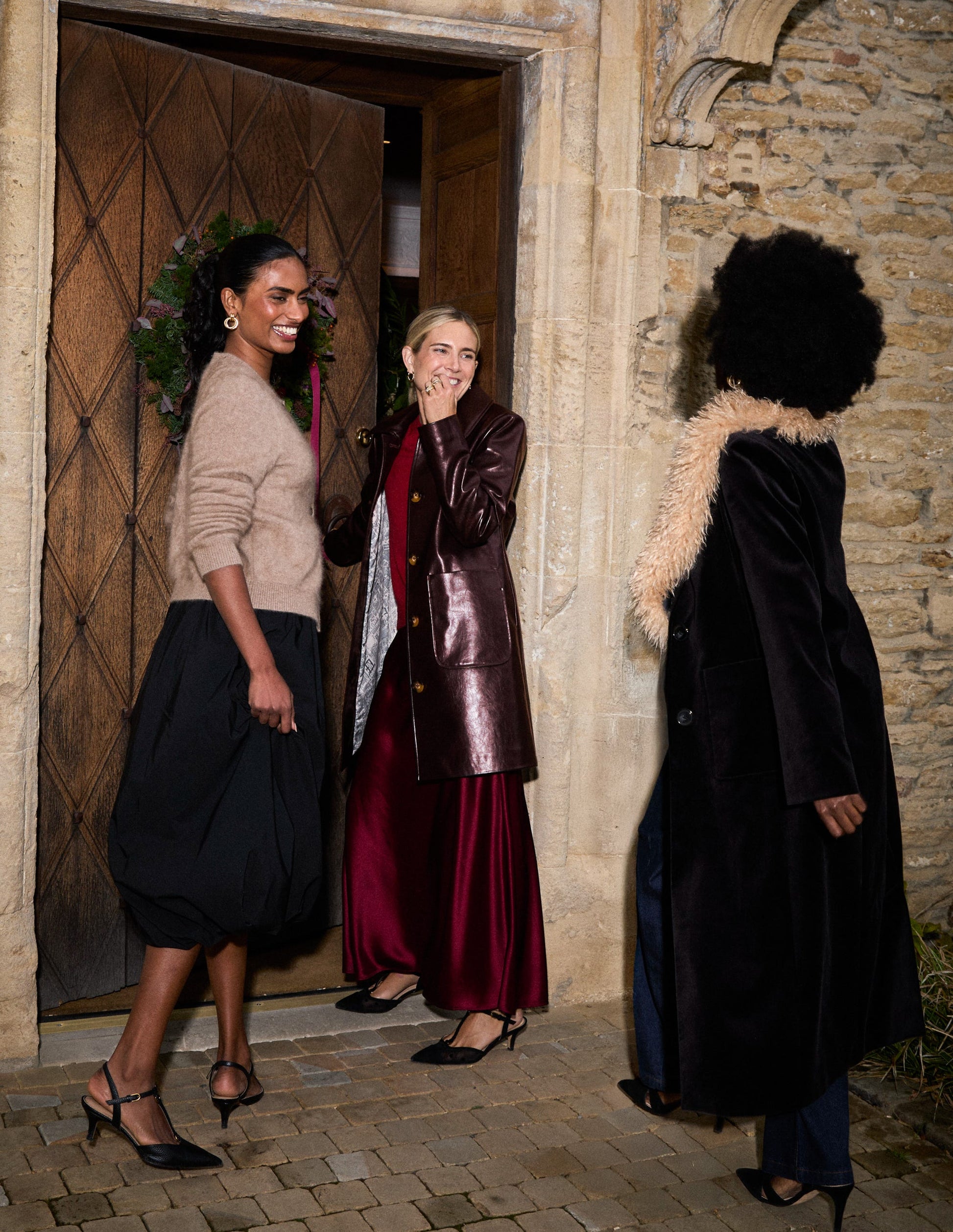 Carlisle Faux Leather Coat-Dark Cherry-2