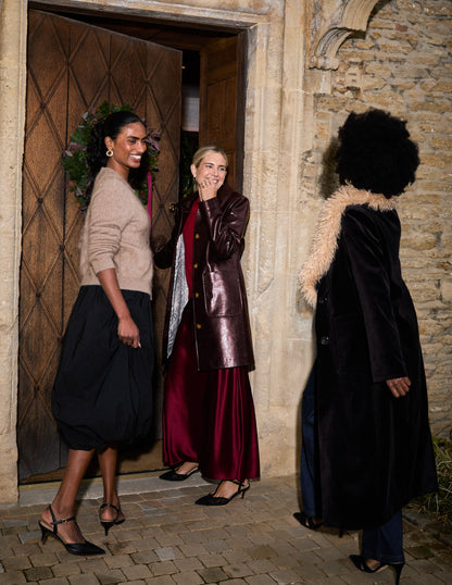 Carlisle Faux Leather Coat-Dark Cherry-2