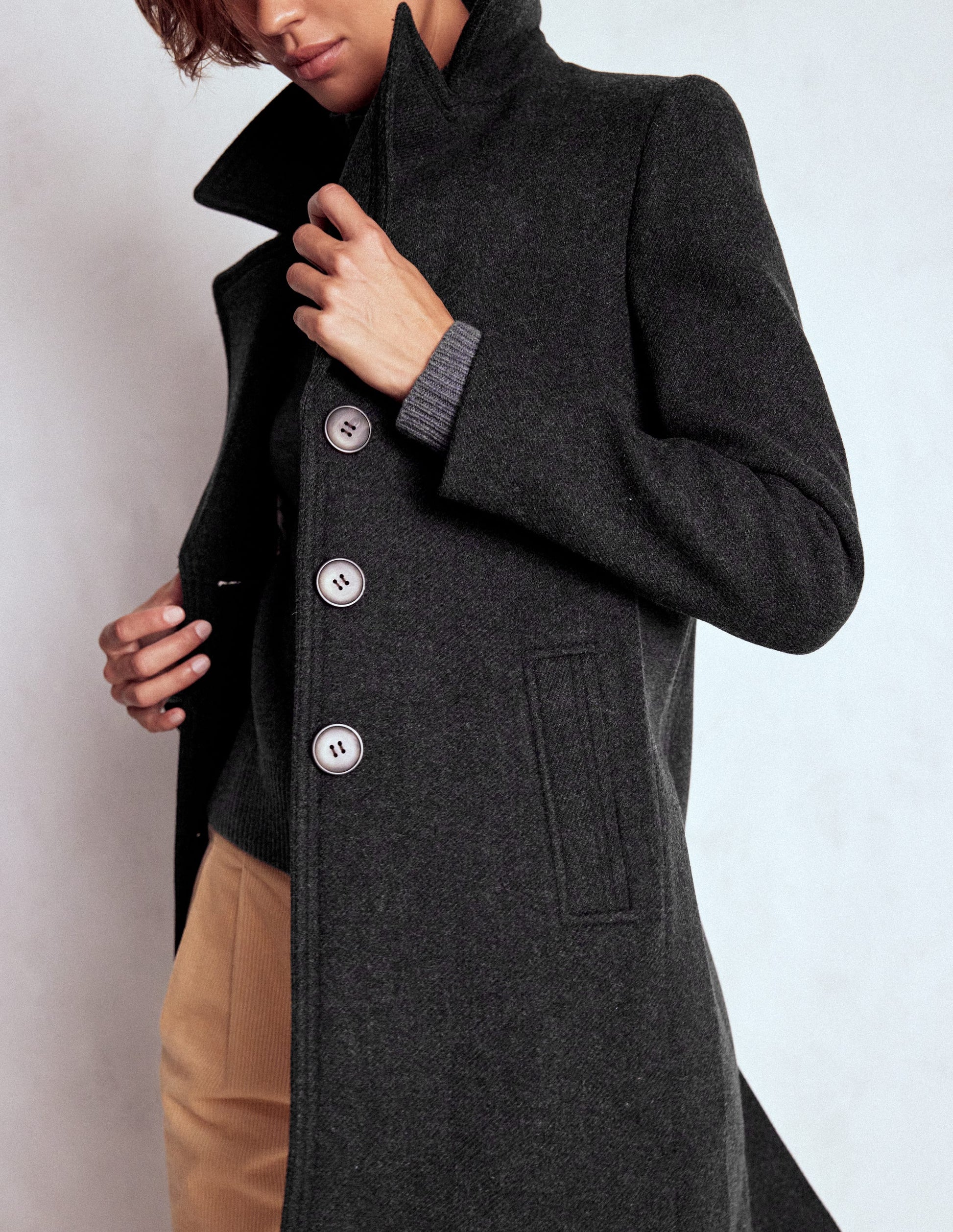 Newport Wool Coat-Charcoal Marl-5