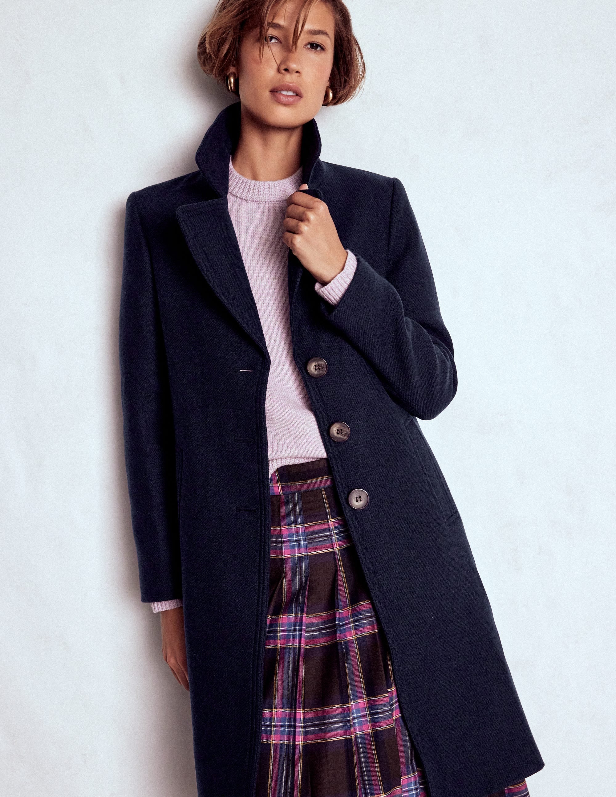 Newport Wool Coat-Navy - Image 1