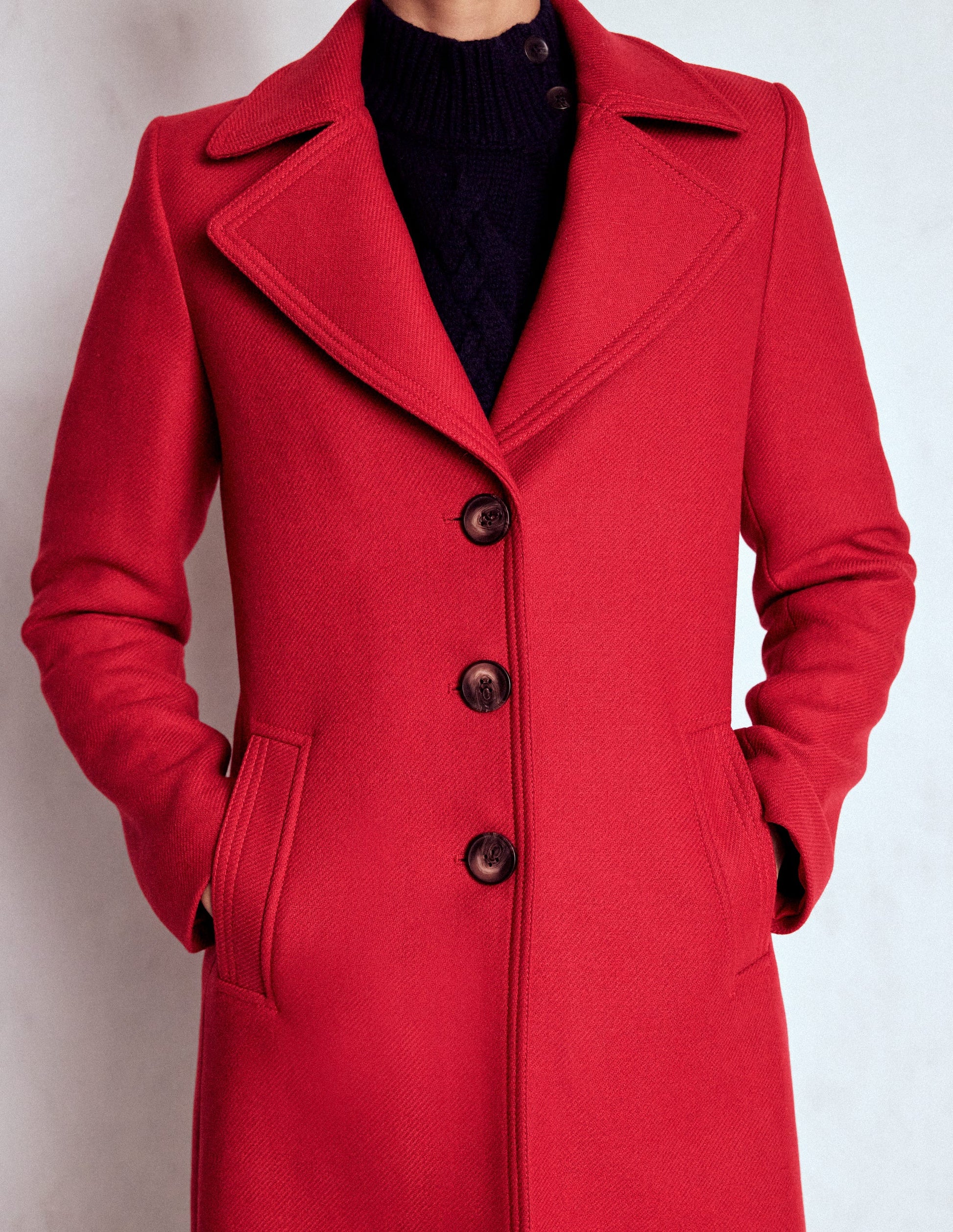 Newport Wool Coat-Cranberry Red-2