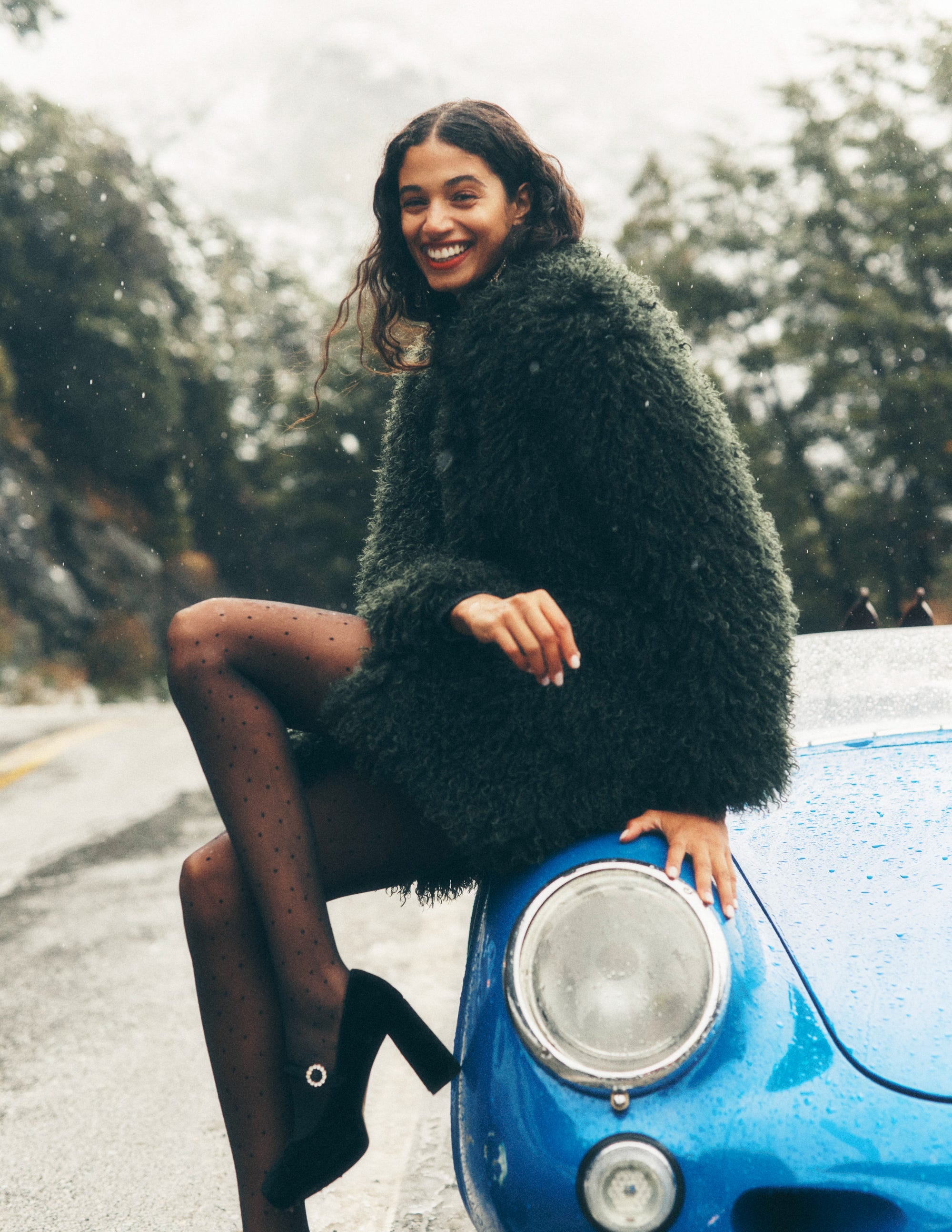 Faux Fur Coat-Kale Leaf, Faux Fur - Image 5