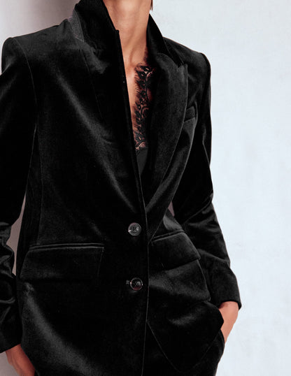Stamford Velvet Blazer-Black-2