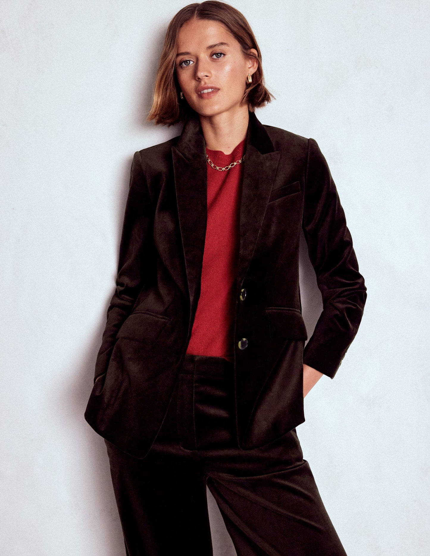 Stamford Velvet Blazer-Espresso