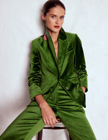 Stamford Velvet Blazer-Green Fir-1