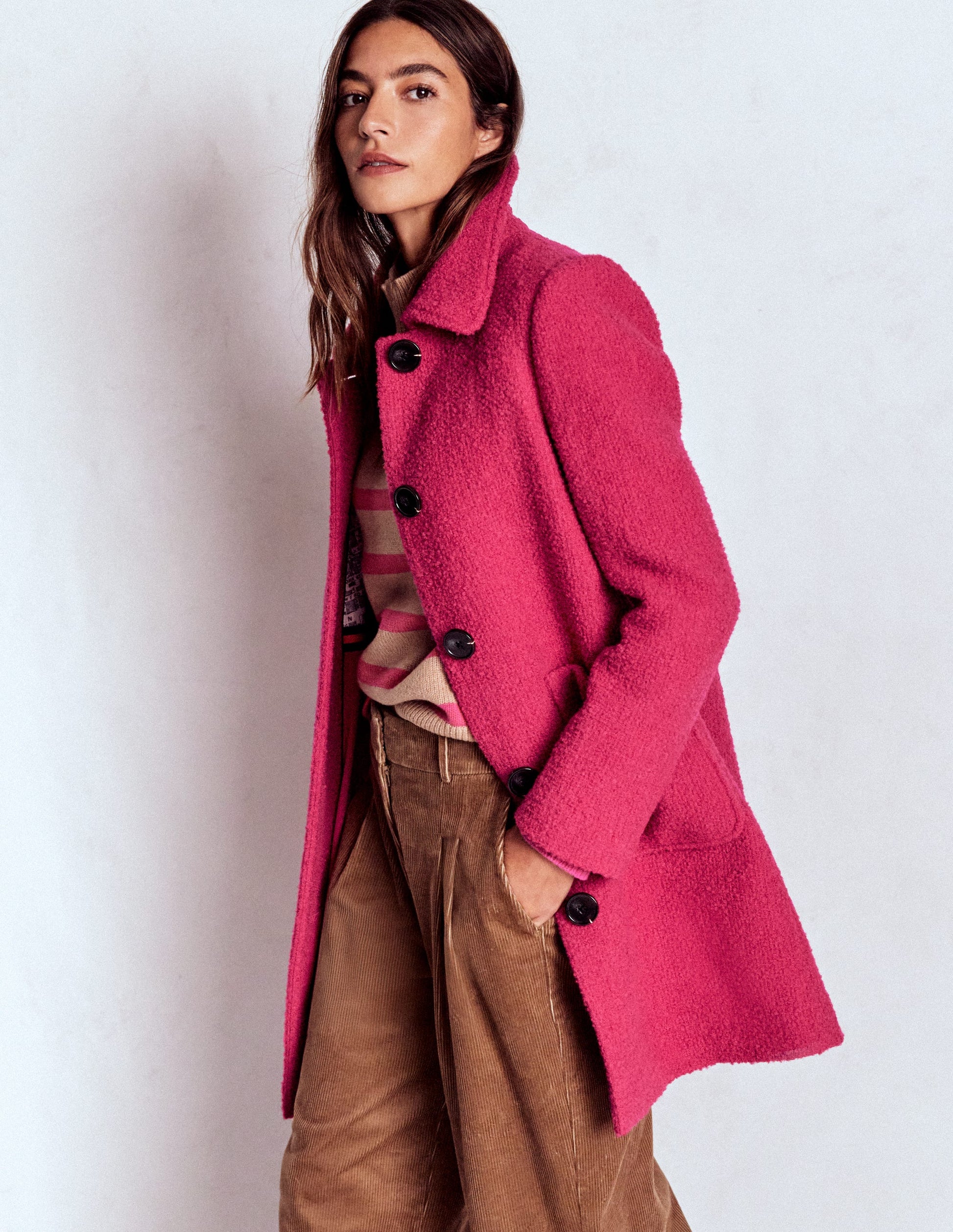 Carlisle Wool Coat-Vibrant Pink Boden USA - Main Image