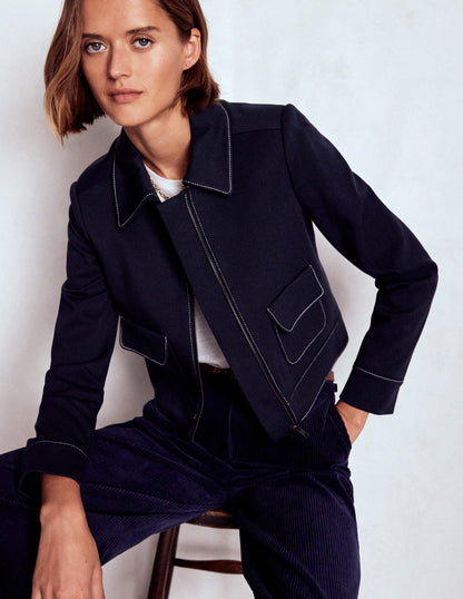 Zip Patch Pocket Jacket-NAVY-1