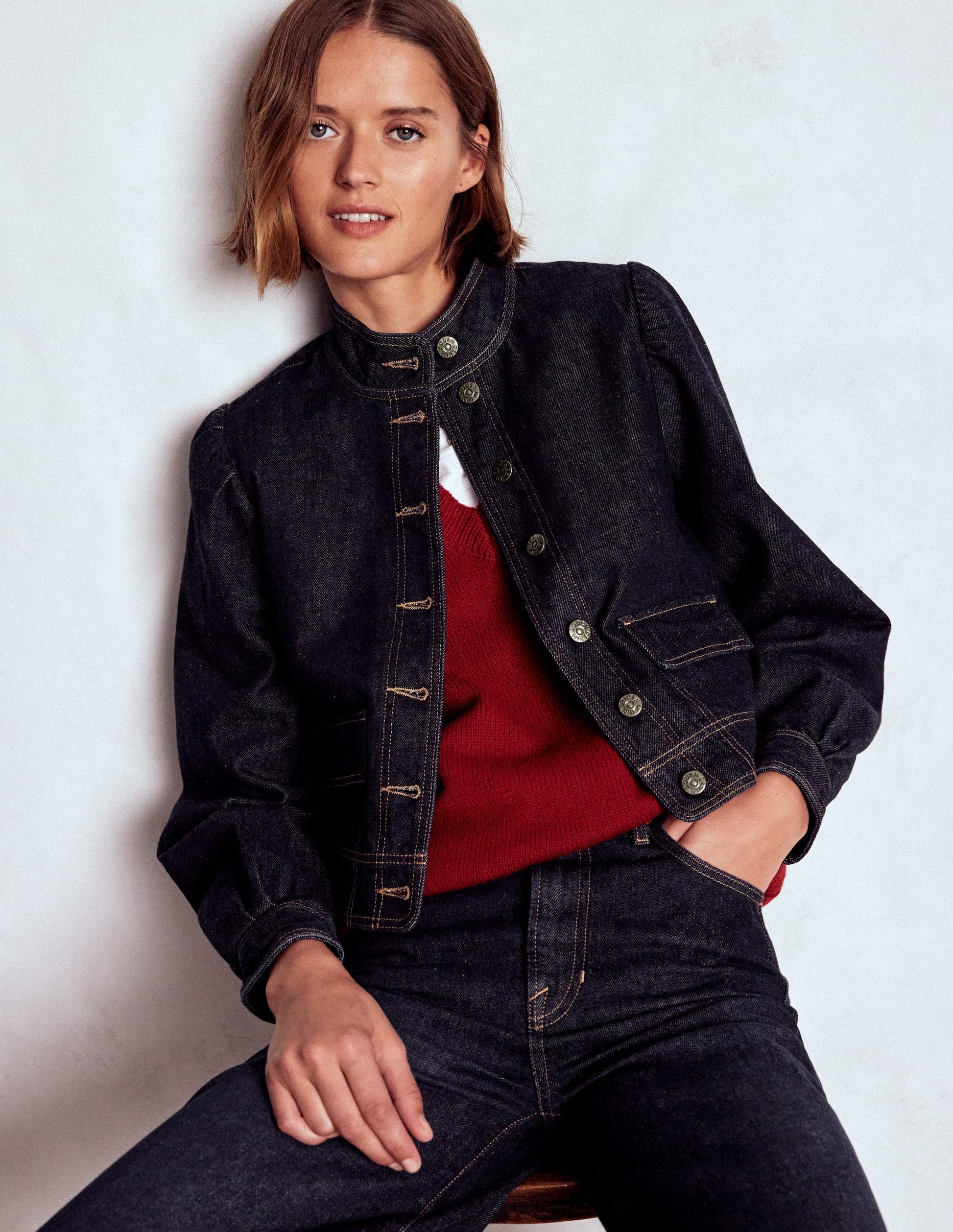 Topstitch Denim Jacket-Indigo | Boden USA Topstitch Denim Jacket-Indigo | Boden USA