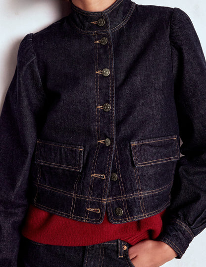 Topstitch Denim Jacket-Indigo-2