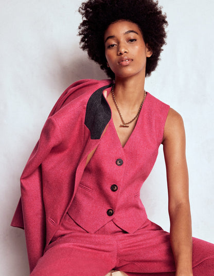 Pink Wool Waistcoat-Red and Pink Wide Herringbone-1