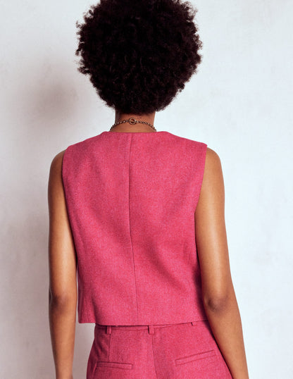 Pink Wool Waistcoat-Red and Pink Wide Herringbone-4