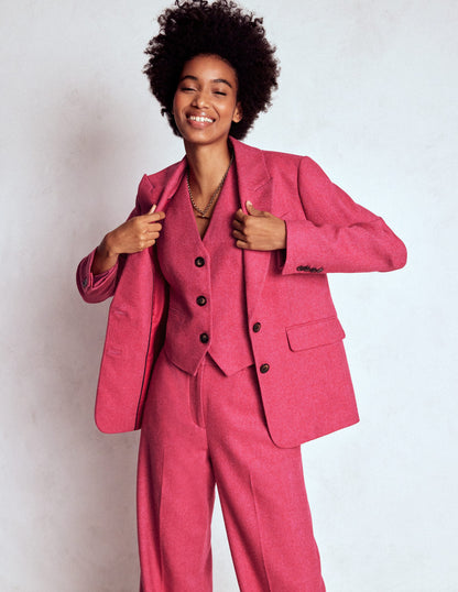 Pink Wool Waistcoat-Red and Pink Wide Herringbone-6