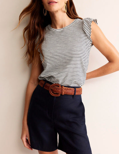 Woven Leather Belt-Tan-2