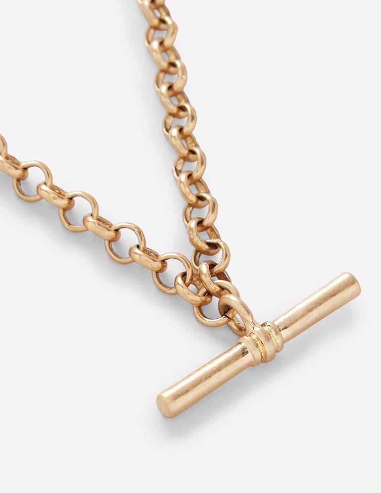 T-bar Chain Necklace-Gold Colour-3