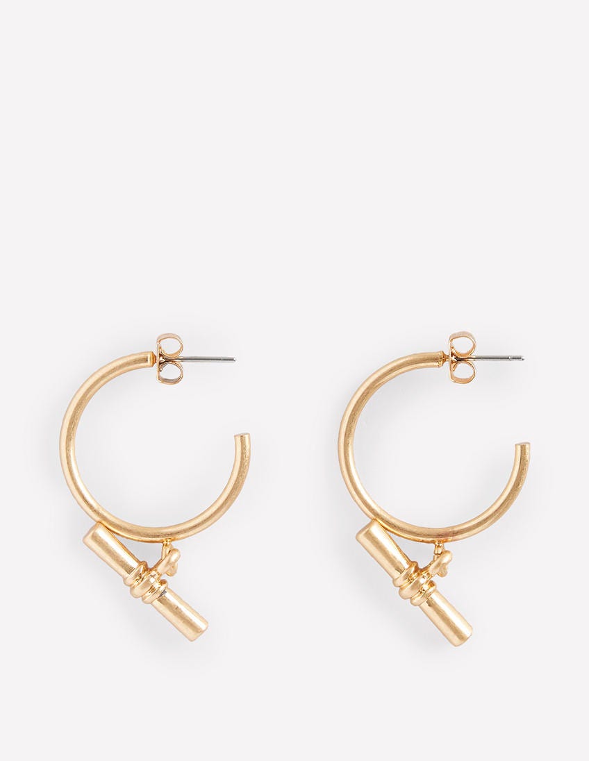 T-bar Hoop Earrings-Gold