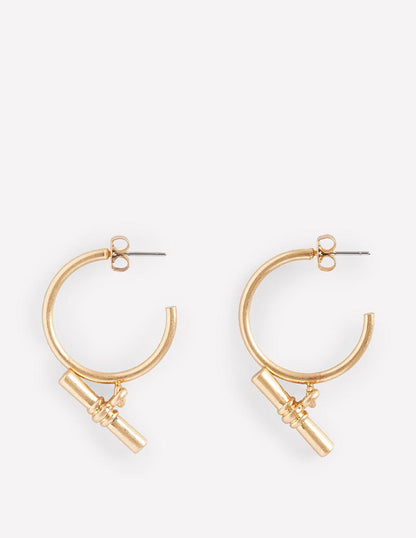 T-bar Hoop Earrings-Gold-2