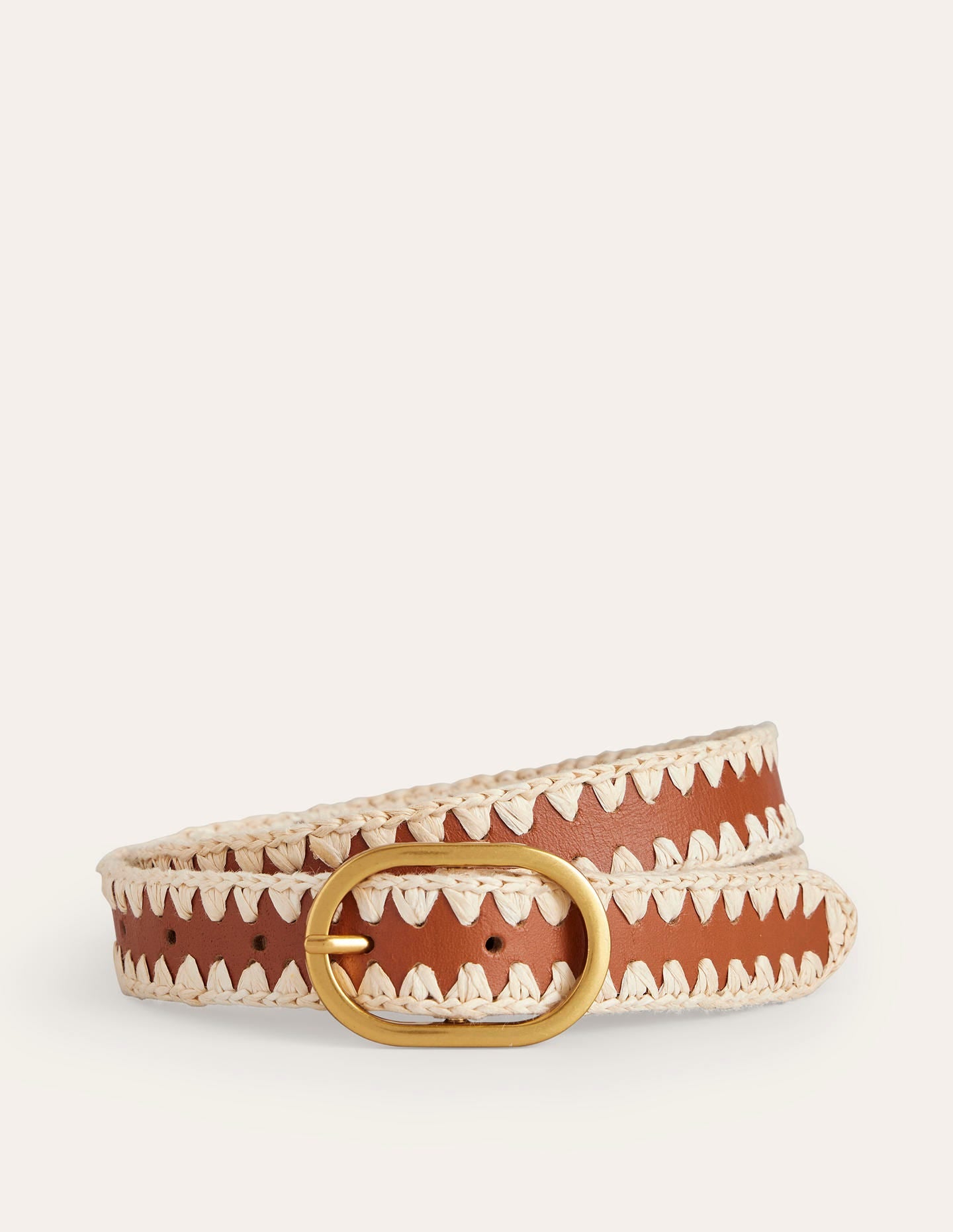 Whipstitch Classic Belt-Tan - Image 1