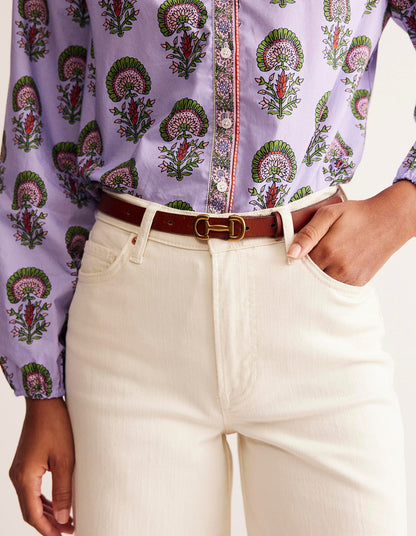 Iris Skinny Snaffle Trim Belt-Tan-1