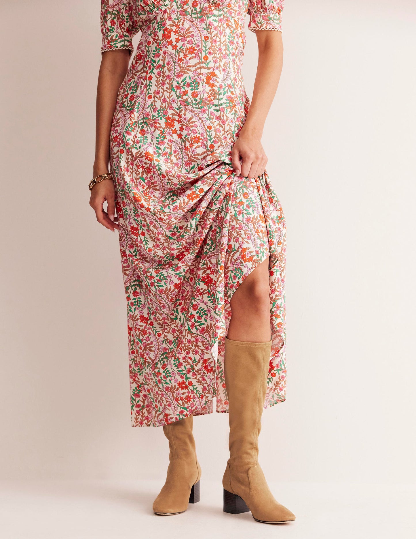 Stretch Knee Heel Boots-Acorn