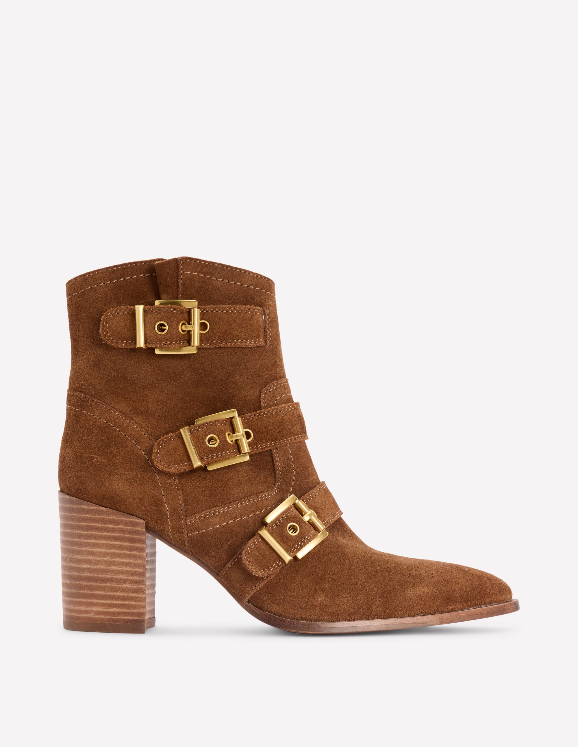 Heeled Buckled Ankle Boot-Cognac - Image 1