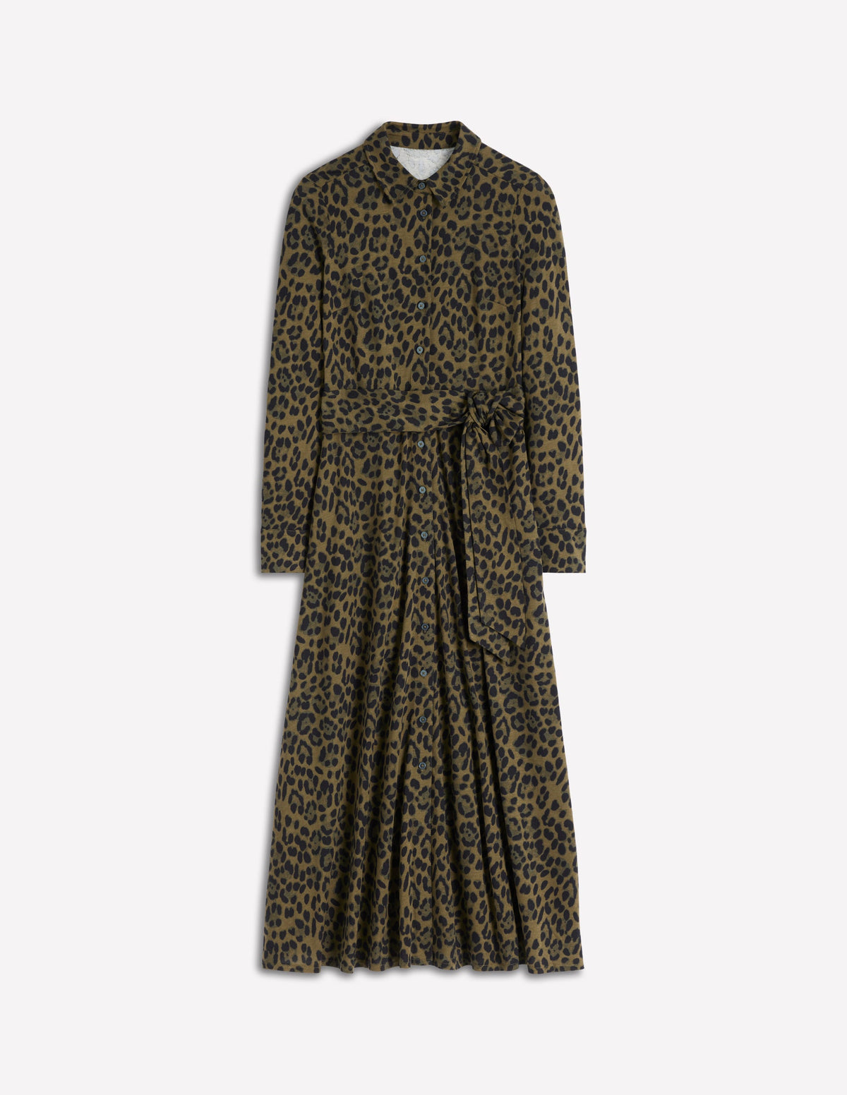 Marcia Jersey Shirt Dress-Military Olive, Brushed Animal - Image 8